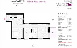 APARTAMENT 2 CAMERE + 9 MP BIROU | ZONA EMINESCU | DACIA - Schiță 7