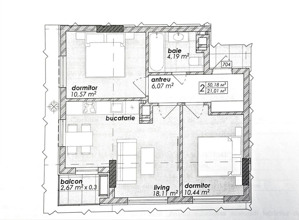 Vânzare, apartament, 2 camere, str. Poștei, Râșcani - Schiță 5