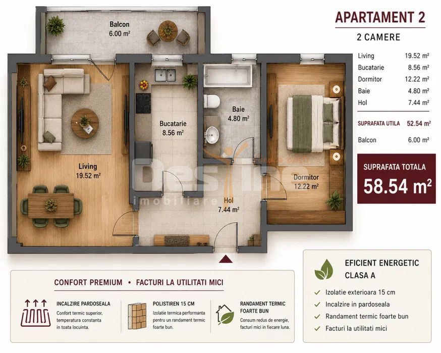 APARTAMENT 2 CAMERE DECOMANDAT - Poză 8