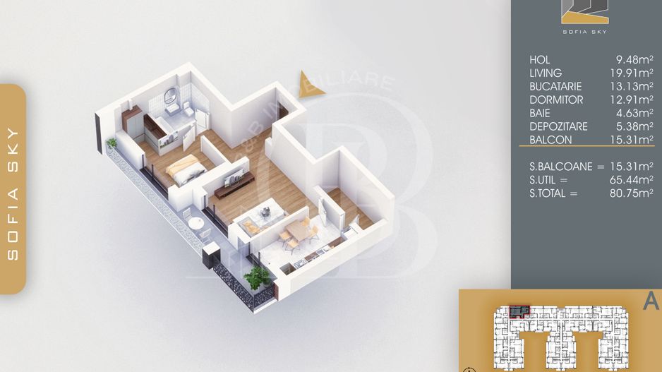 2 camere Bloc Finalizat Incalzire in pardoseala 7 min Metrou - Schiță 4