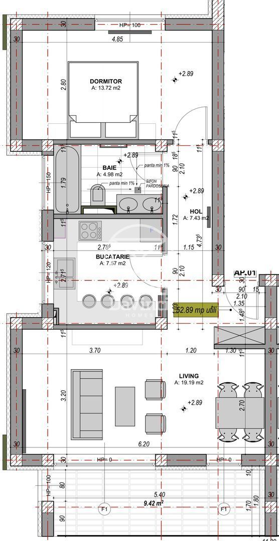 Apartament 2 camere, decomandat, geam la baie (SBE-101Q-Da-ap.1) - Poză 2