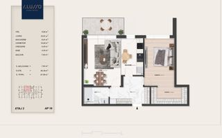 2 Camere | Dressing | Balcon 7,63 mp | Bloc Nou P+3 | Pallady - Schiță 9