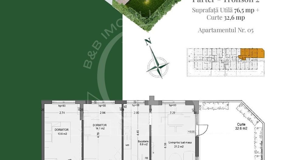 Apartament 3 camere cu gradina Theodor Pallady Metrou Teclu - Schiță 3