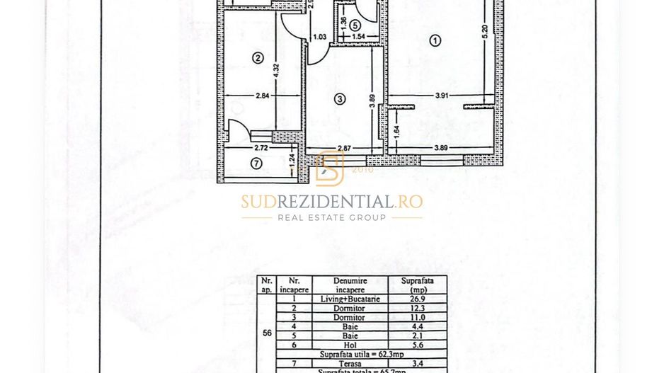 Apartament 3 camere mobilat si utilat la doar cateva minute de metrou - Schiță 8