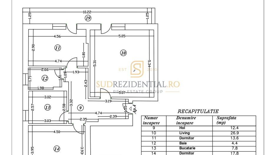 Apatament 2 camere, Str. Poștalionului, 67 mp, Pret Promoțional! - Schiță 12