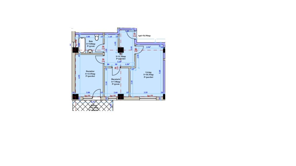 NOU! Ap. 2 camere, Dec., 62mp, et 1, 90000euro cu TVA inclus - Poză 6