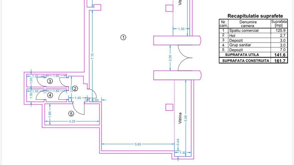 Spațiu comercial ultracentral – 26 ml vitrină, lângă Turn - Schiță 2