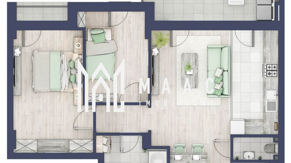 Apartament 3 camere | Balcoane 10.6 mp | Etaj 2 | Turnisor - Poză 5