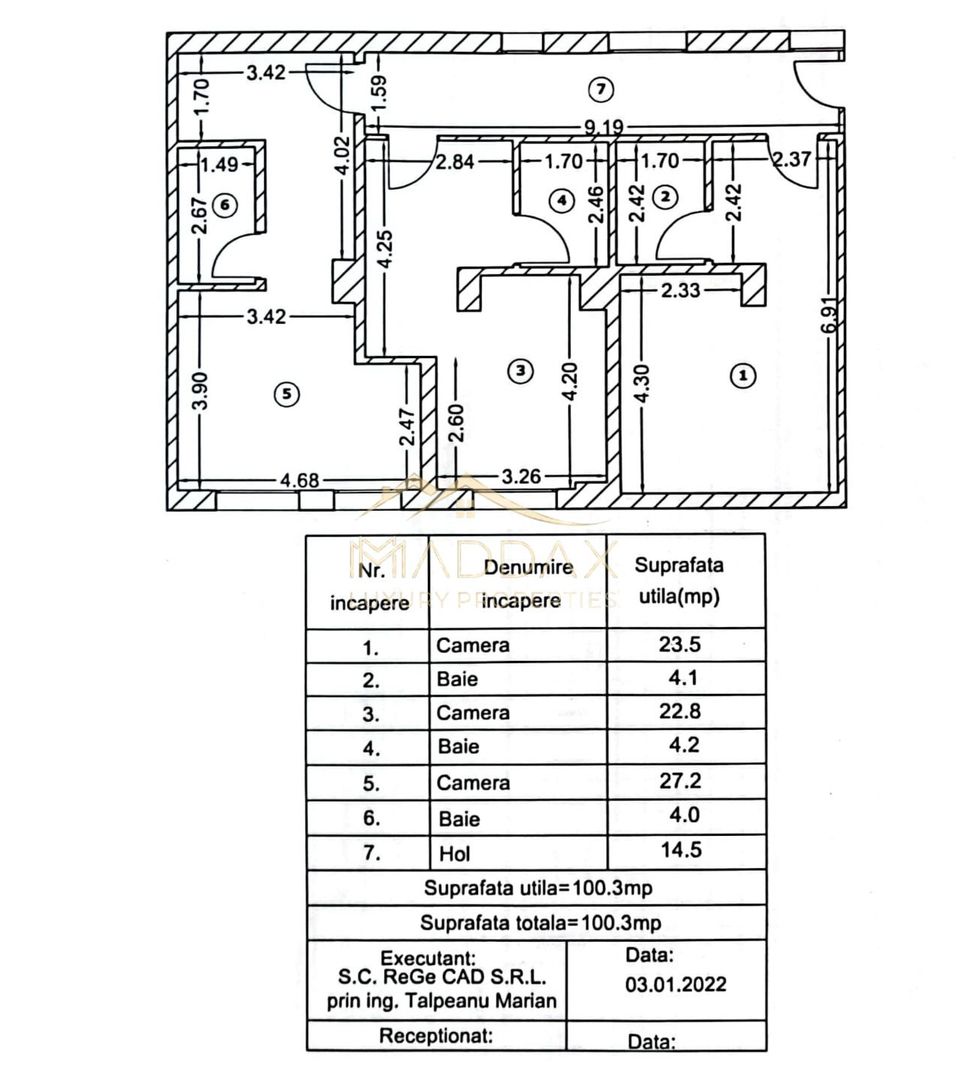 Apartament cu 4 camere / Posibilitate investitie / Arcul de Triumf - Schiță 55