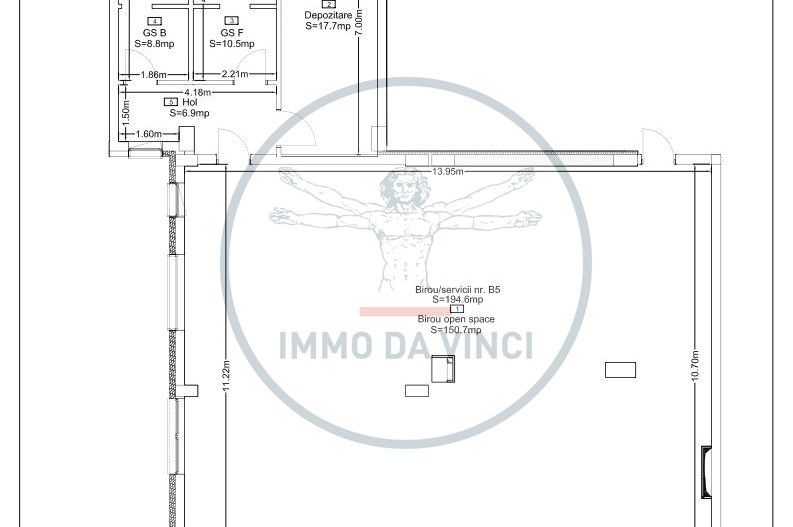 Spatii birouri 142mp si 194mp Marasti Iulius Mall finisaje la cerere - Schiță 3