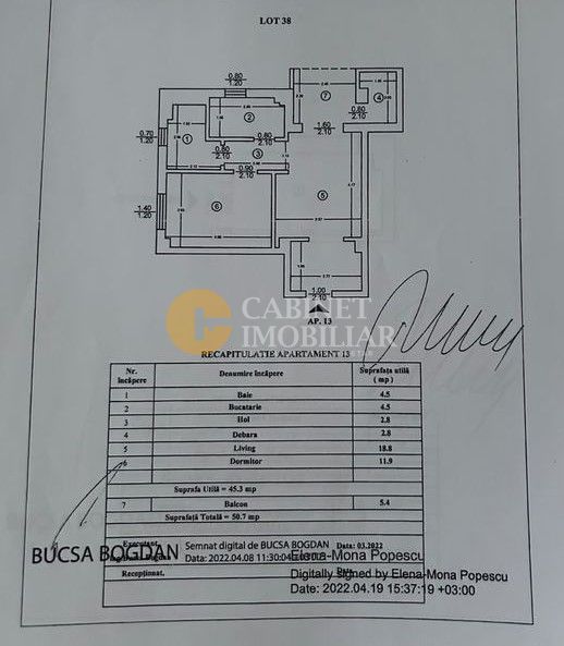 2 camere Decomandat - mobilat - loc parcare - boxa - intabulat - Poză 7