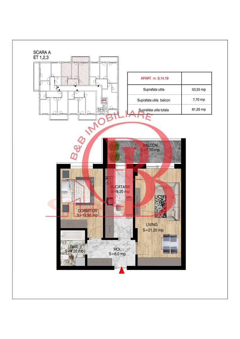 2 camere decomandat   Pallady Metrou Nicolae Teclu - Schiță 10