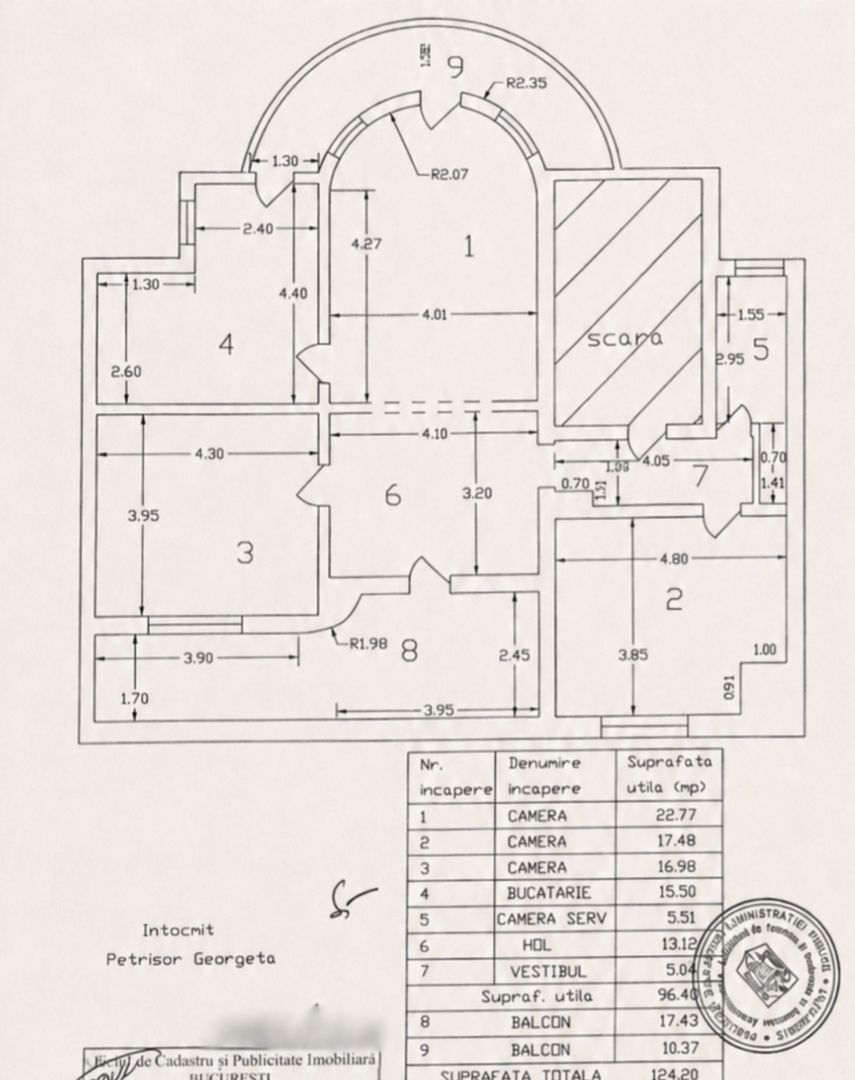 Apartament interbelic cu 3 camere, 124 mp, vis-à-vis de - Schiță 55