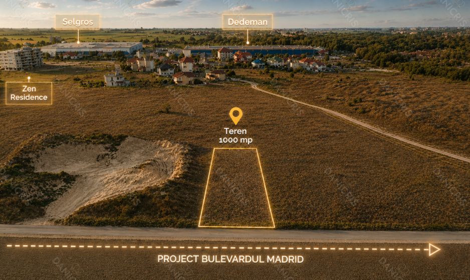 Teren intravilan 1.000 mp |  Zona Carrefour / Bd. Madrid | Comision 0% - Poză 2