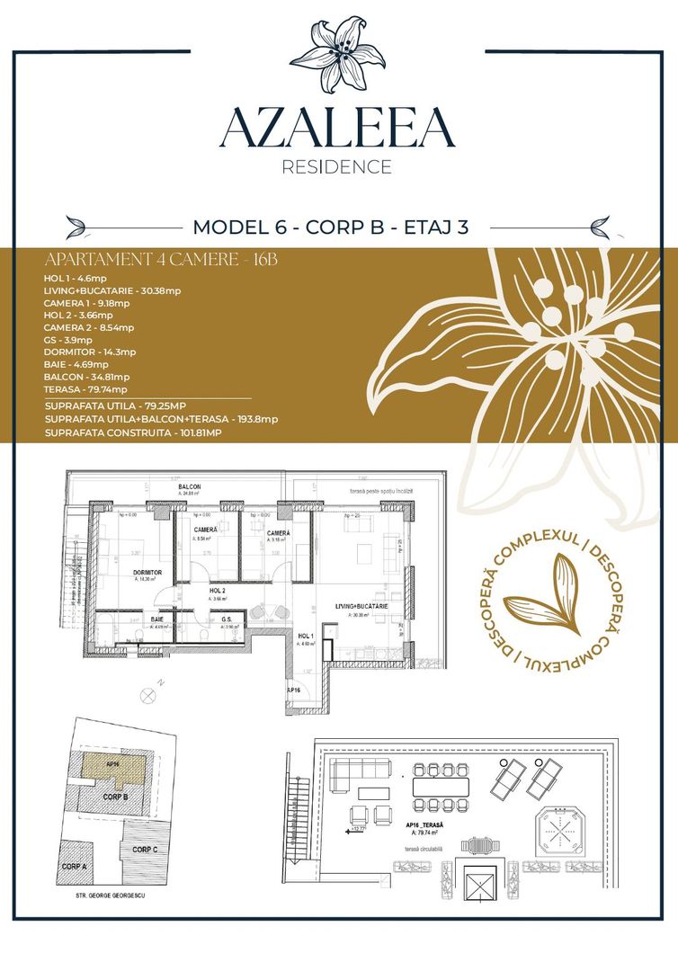 Apartament 4 camere nou, cu terasa  Pta-Unirii AP16B - Poză 2
