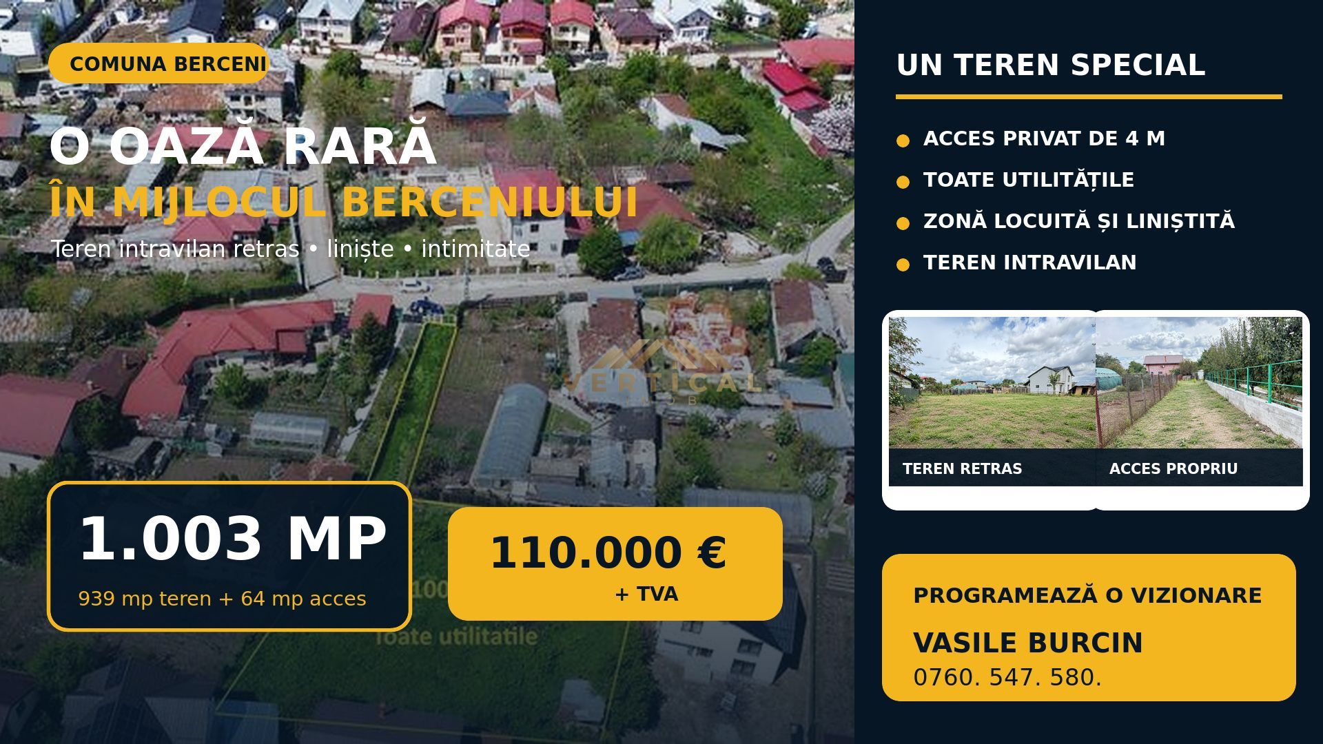 TEREN RAR DE 1.003 MP – O OAZĂ DE VERDEAȚĂ ÎN MIJLOCUL COMUNEI BERCENI - Poză 1