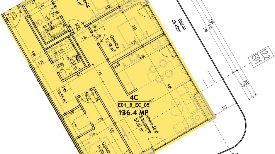 Apartament 3 camere vedere lac - One Lake District - Schiță 4