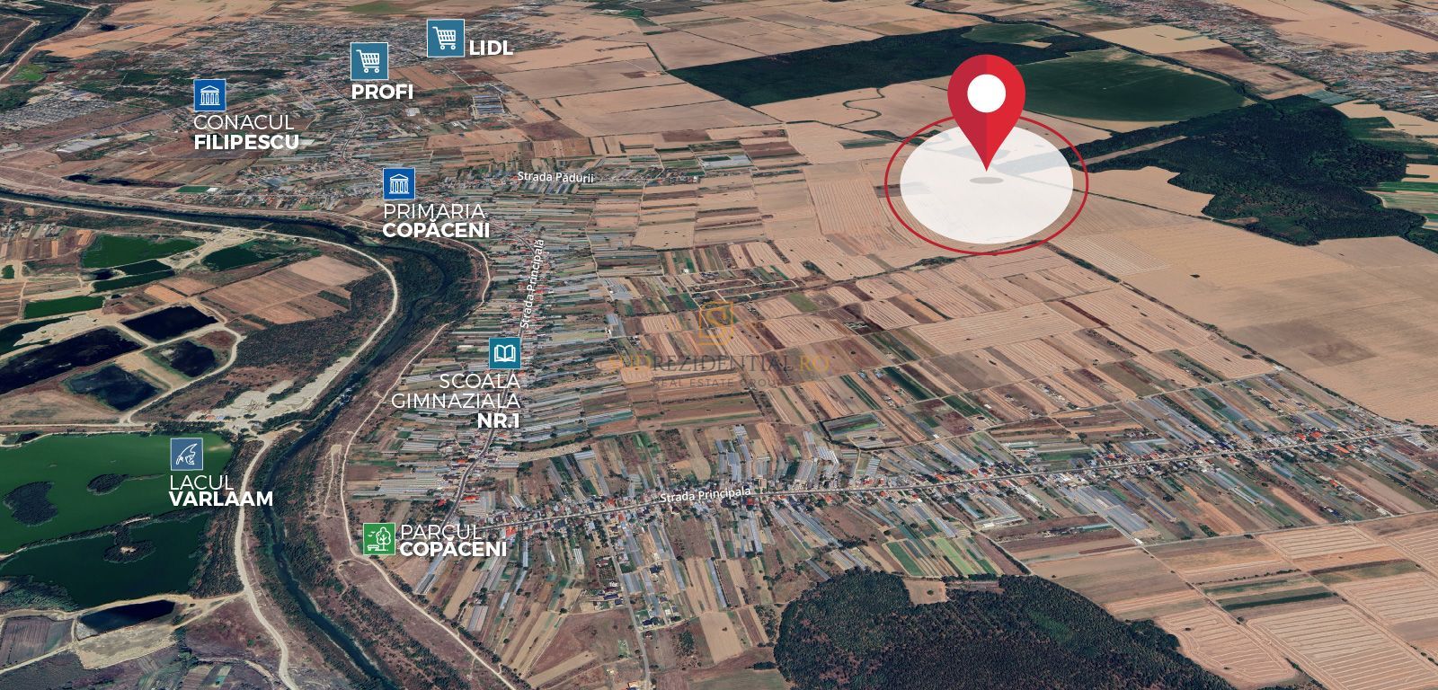 Teren intravilan 38.876 mp, Deschidere 72 ml, Copaceni, Vidra - Poză 1