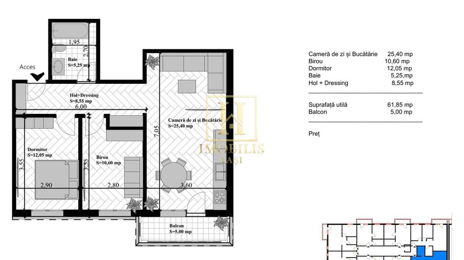 Apartamnet 3 camere SD 67 mp Bucium Visan 101000 euro - Poză 6