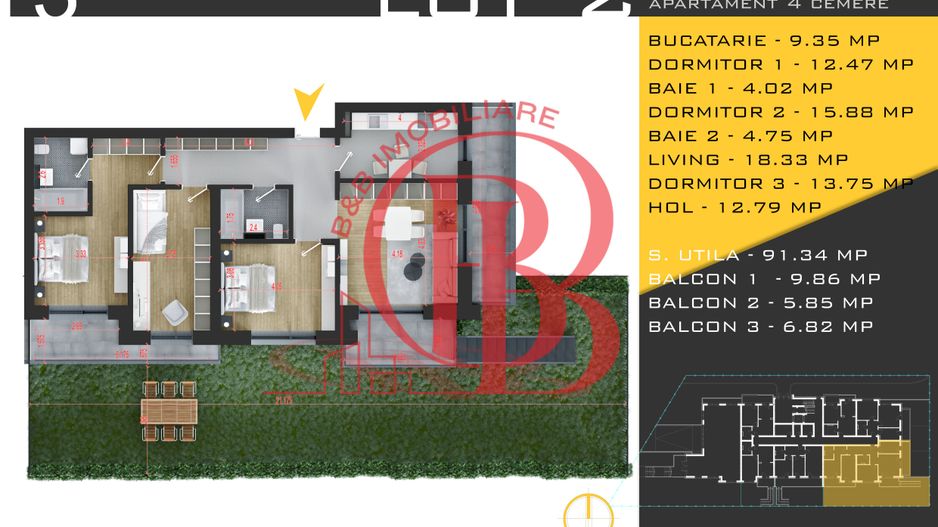 4 camere cu gradina Titan Pallady  Metrou Nicolae Teclu - Schiță 11