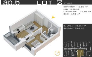 Studio 46mp  - Design Modern - Zona Pallady - Comision 0% - Schiță 13