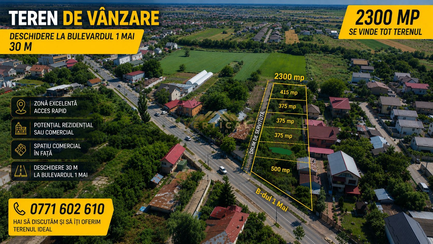 Teren stradal 2300 mp, 30 m deschidere, Berceni - Poză 1