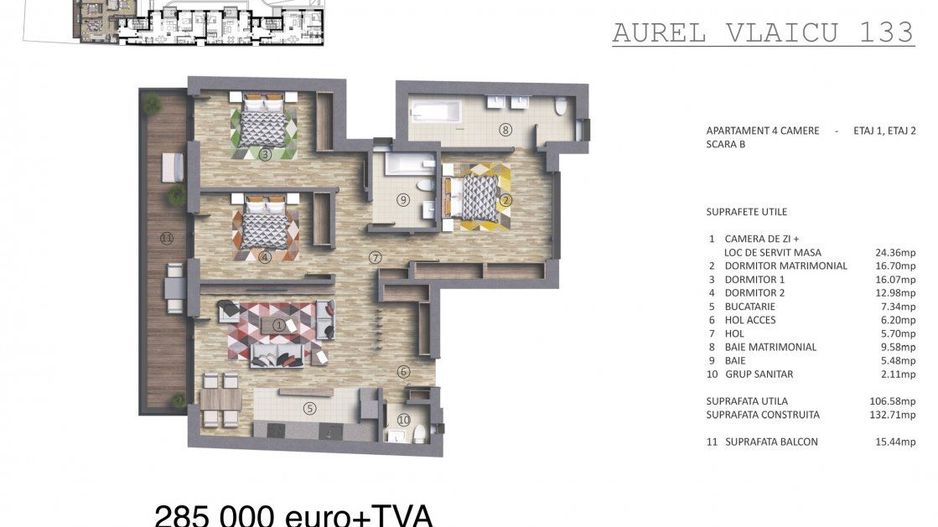 Apartament 4 camere Polona | Aurel Vlaicu - Schiță 9