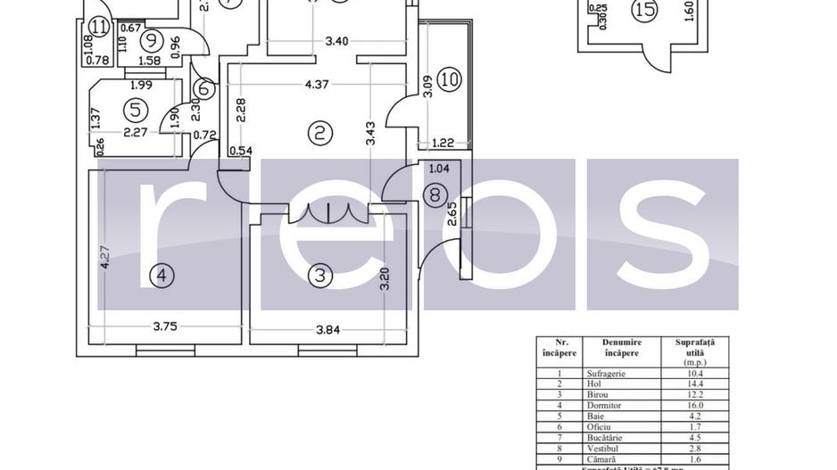 DE VANZARE 3 CAMERE  IN VILA – DOROBANTI – PARTER – IMOBIL P+1+M - Schiță 7