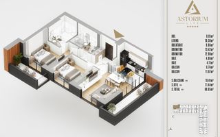 3 camere  Proiect Premium Titan Pallady - Schiță 5