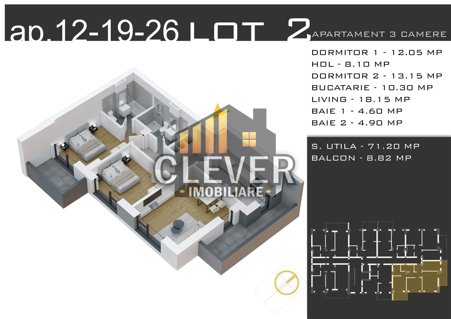 Pallady: 3 Camere, Finisaje la Alegere, Comision 0% - Schiță 9