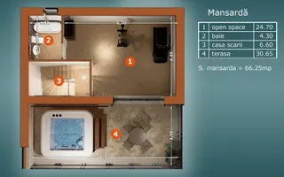 Casa Tip Duplex P+1+M - 5 camere - 4 bai 180 MPU - Teren - 190 MP - Poză 21