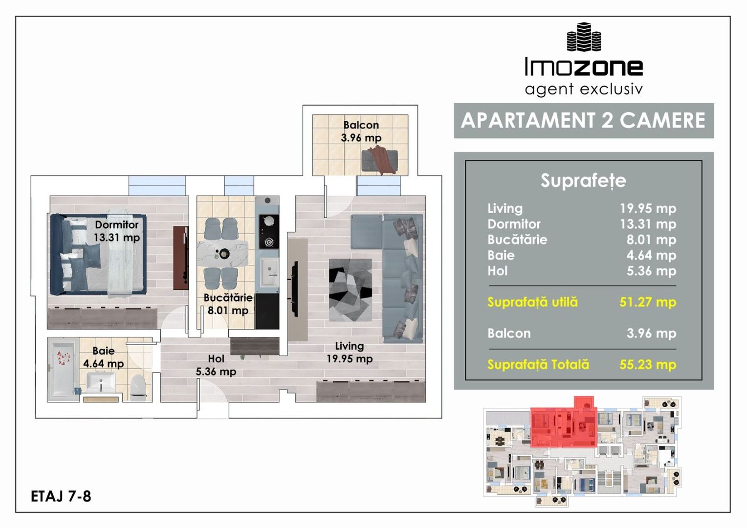 Garsoniera | 47 mp | Decomandata | Bucatarie Spatioasa | Bloc Nou | Comision 0% - Poză 18