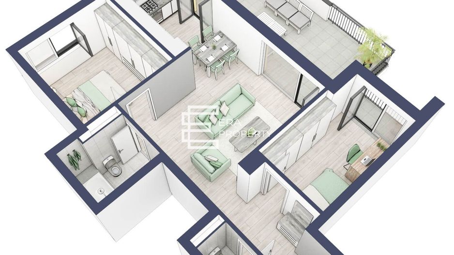 Apartament 3 Camere | 66,5 mp + Terasă 27 mp | – Sibiu - Schiță 14