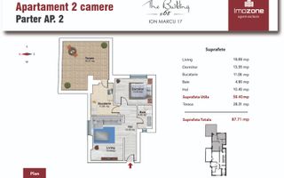 AP. 2 CAMERE, 88 MP, TERASA, DUMUL TABEREI - PLAZA MALL,  COMISION 0%! - Poză 5