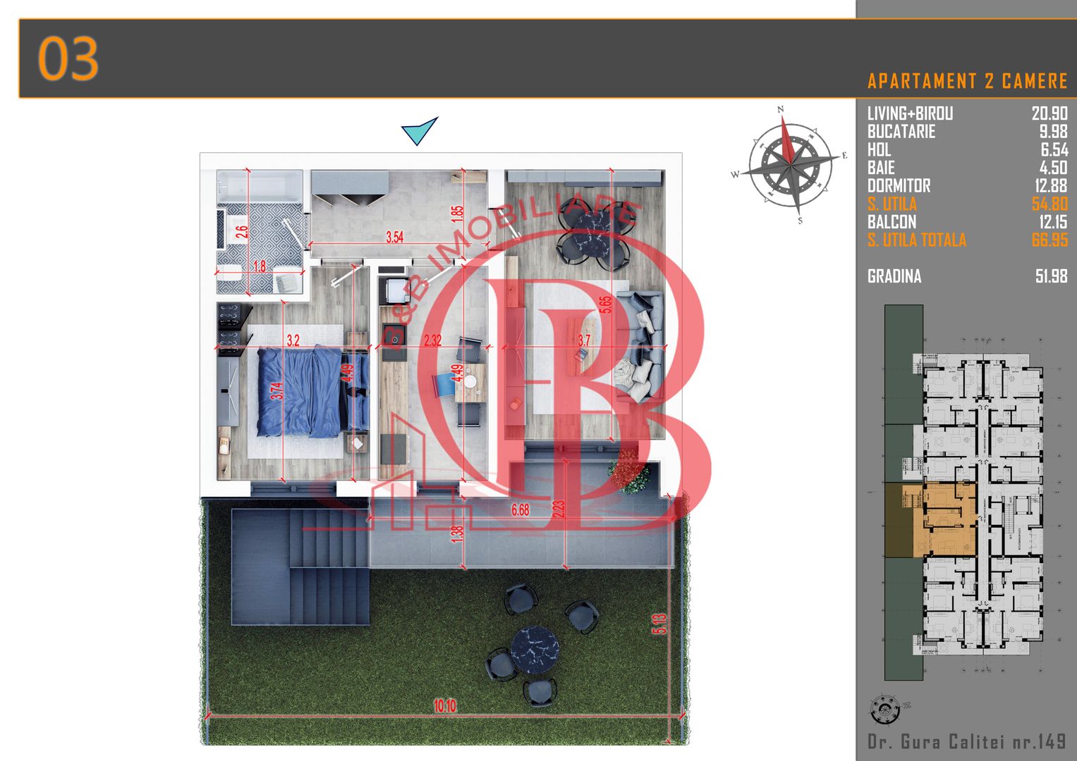 2 camere cu gradina parcare bonus metrou Nicolae Teclu - Schiță 7