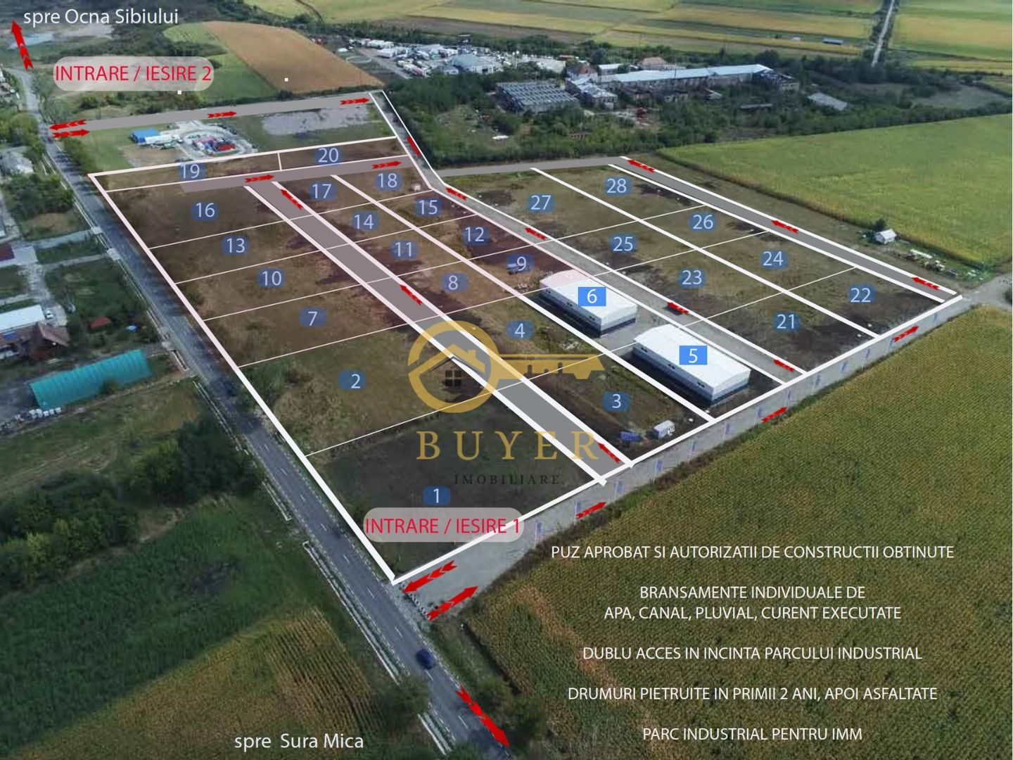 Teren intravilan cu PUZ aprobat pt hale industriale- Zona Sura Mica - Poză 1