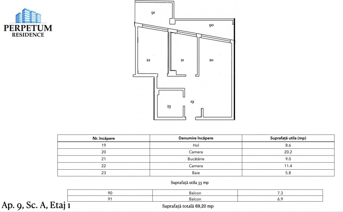 Tomis Nord - Vanzare apartament decomandat cu 2 camere,  bloc nou. - Poză 8