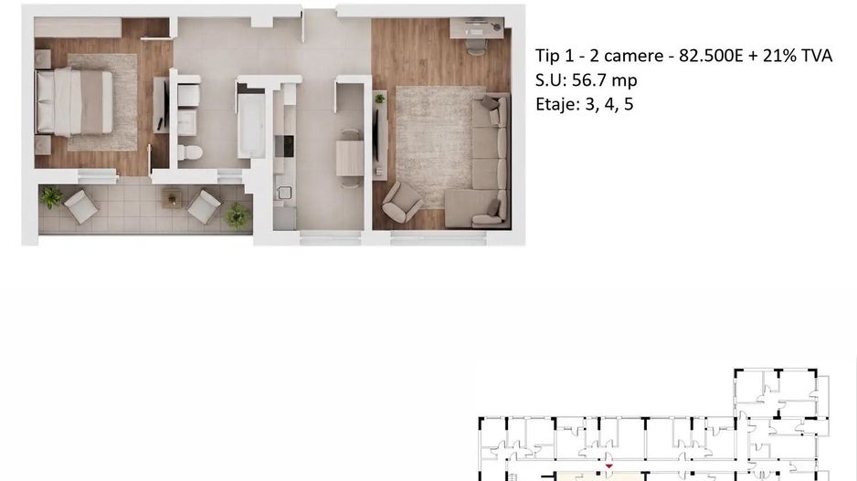 Apartamente 2 camere PLATINUM RESIDENCE Faza 3 - 2026 - Grand Arena - Schiță 28