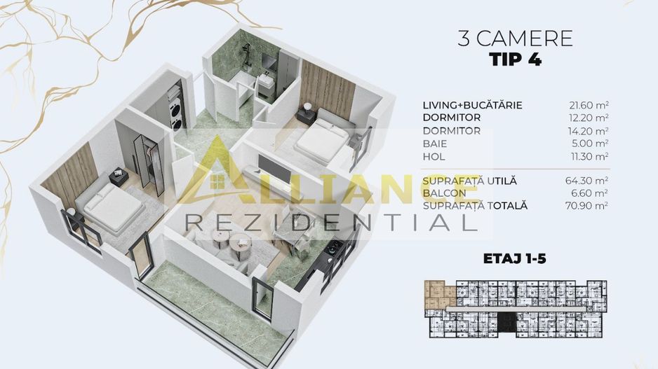 3 camere | Avans 5% | 124.550€ TVA inclus | Popesti | Biruintei - Poză 7
