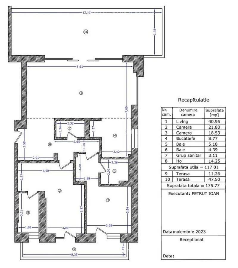 3 CAMERE 117 MP + TERASE 58 MP || IMOBIL BOUTIQUE || FLOREASCA - Schiță 8