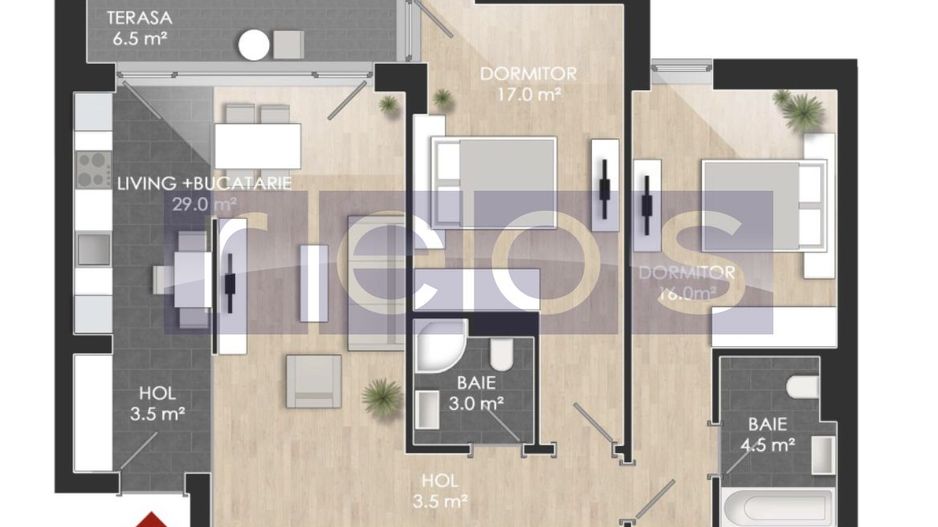 VANZARE 3 CAMERE | BALCON | STRAULESTI | PISCINA PRIVATA A COMPLEXULUI - Schiță 6