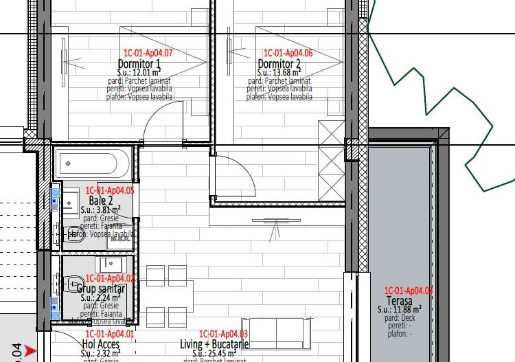Apartament 3 camere Parcul Dendrologic | Vedere Pădure - Schiță 3