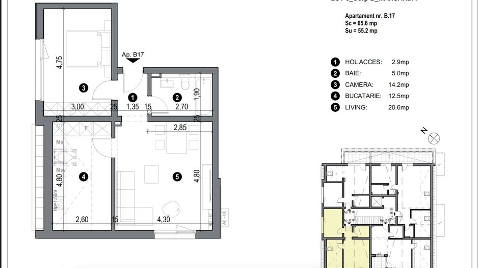 Apartment bloc nou cu lift si loc de parcare inclus - Poză 3