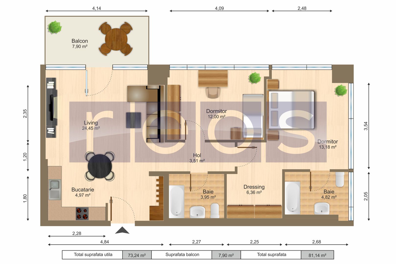 INCHIRIERE 3 CAMERE | ONE ELIADE | MOBILAT SI UTILAT LUX | VEDERE LAC - Poză 36