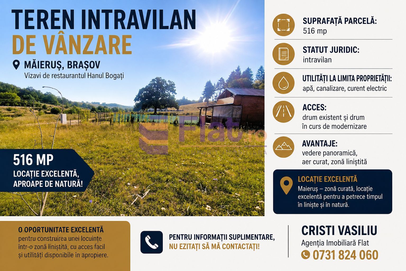 Teren intravilan de vânzare în Hărman, Brașov cu utilitati - Poză 1
