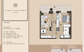 Pipera, apartament premium, 2 camere, parcare inclusă - Schiță 12