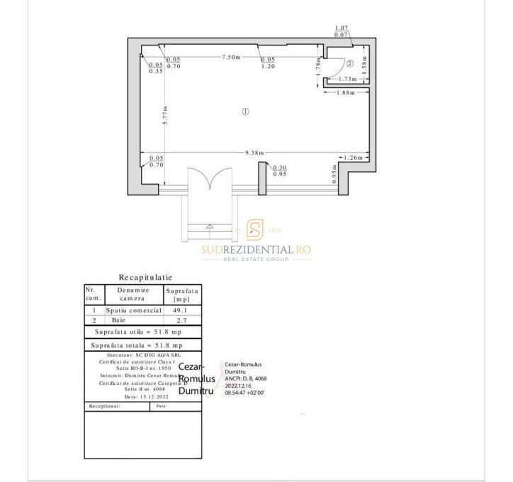 Spațiu comercial de inchiriat 51,8 mp zona centrala Popești-Leordeni - Schiță 7