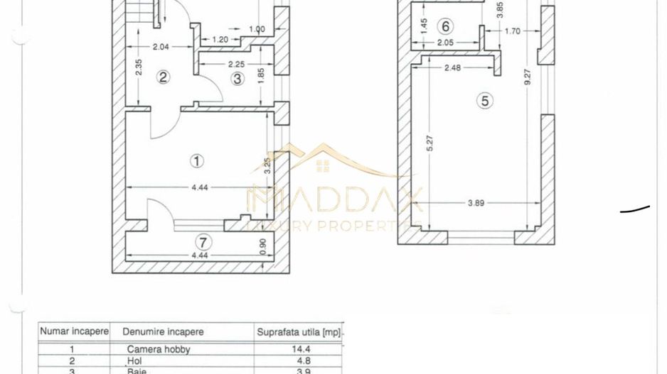 Duplex 3 camere//Birou***Showroom***DOMENII//PARTER+ Demisol - Schiță 27