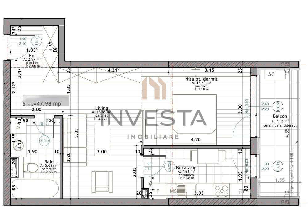 Apartament cu 2 camere, etaj intermediar,  Zorilor, zona Frunzisului - Schiță 10