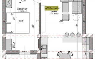 Apartament 2 camere mobilat, terasă sudică, disponibil imediat | Comision 0% - Schiță 11